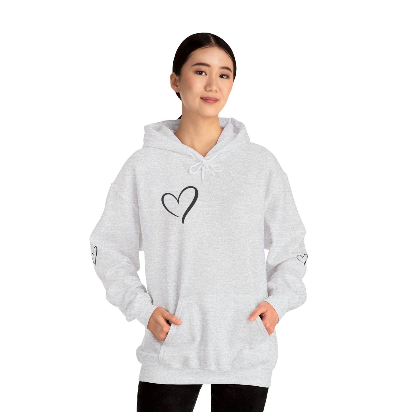 Dear person behind me the world is a better place with you in it.  -the person in front of you  Hooded Sweatshirt with Heart Design Printify