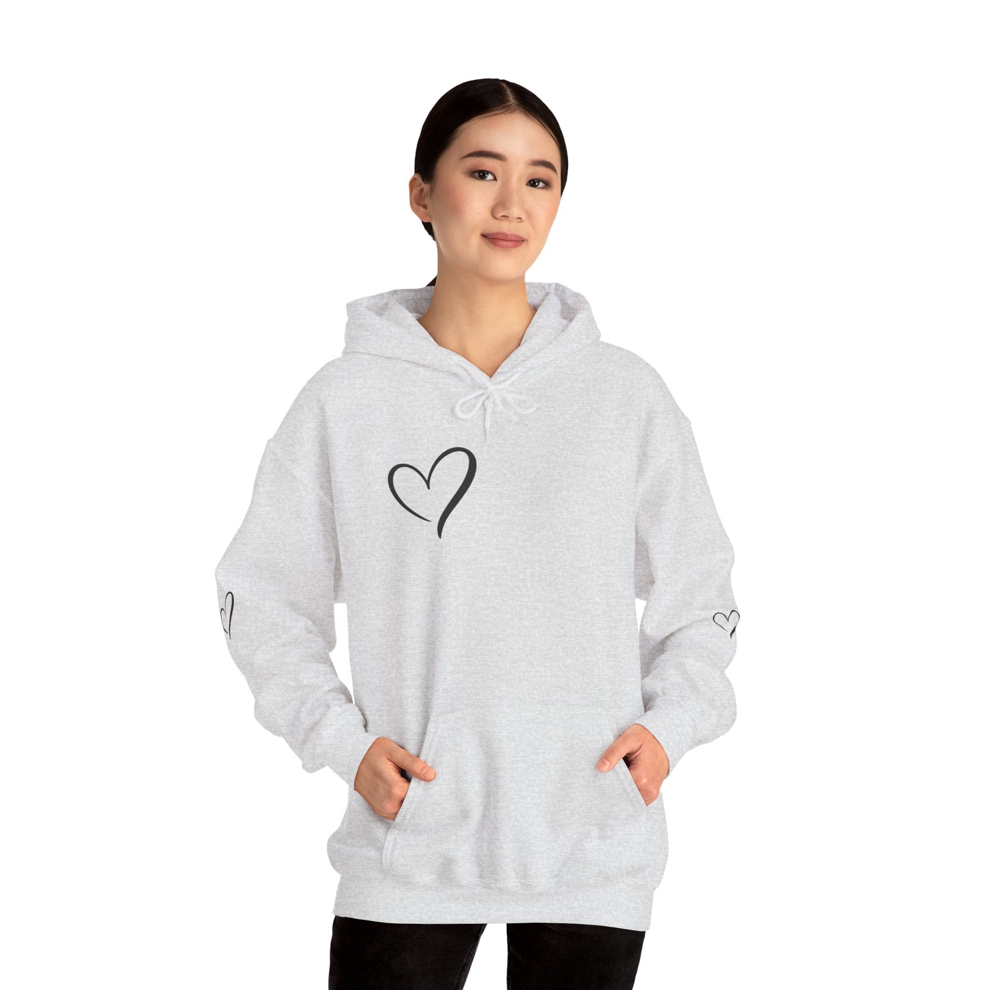 Dear person behind me the world is a better place with you in it.  -the person in front of you  Hooded Sweatshirt with Heart Design Printify