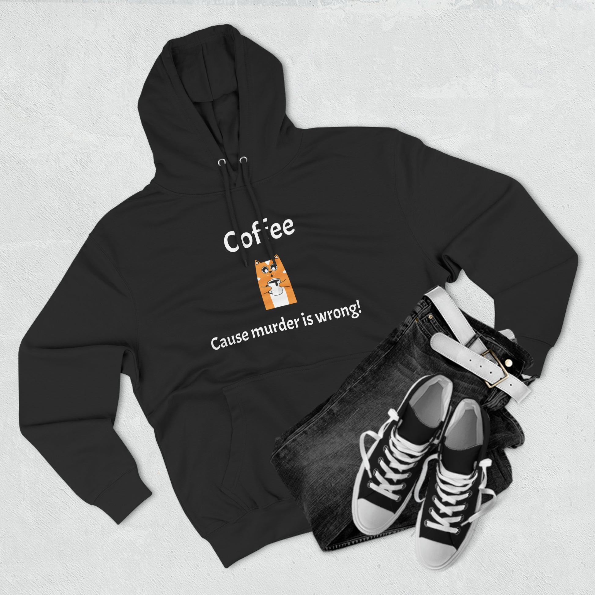 Coffee, Cause murder is wrong Fleece Unisex Elite Hoodie - KNACK