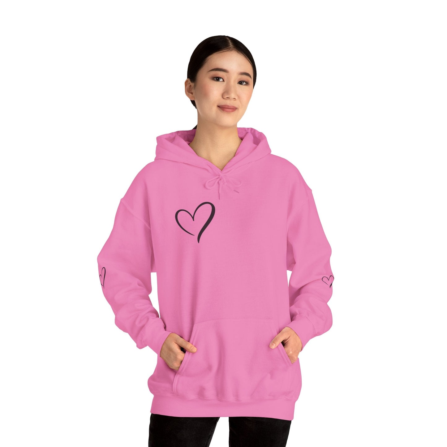 Dear person behind me the world is a better place with you in it.  -the person in front of you  Hooded Sweatshirt with Heart Design Printify