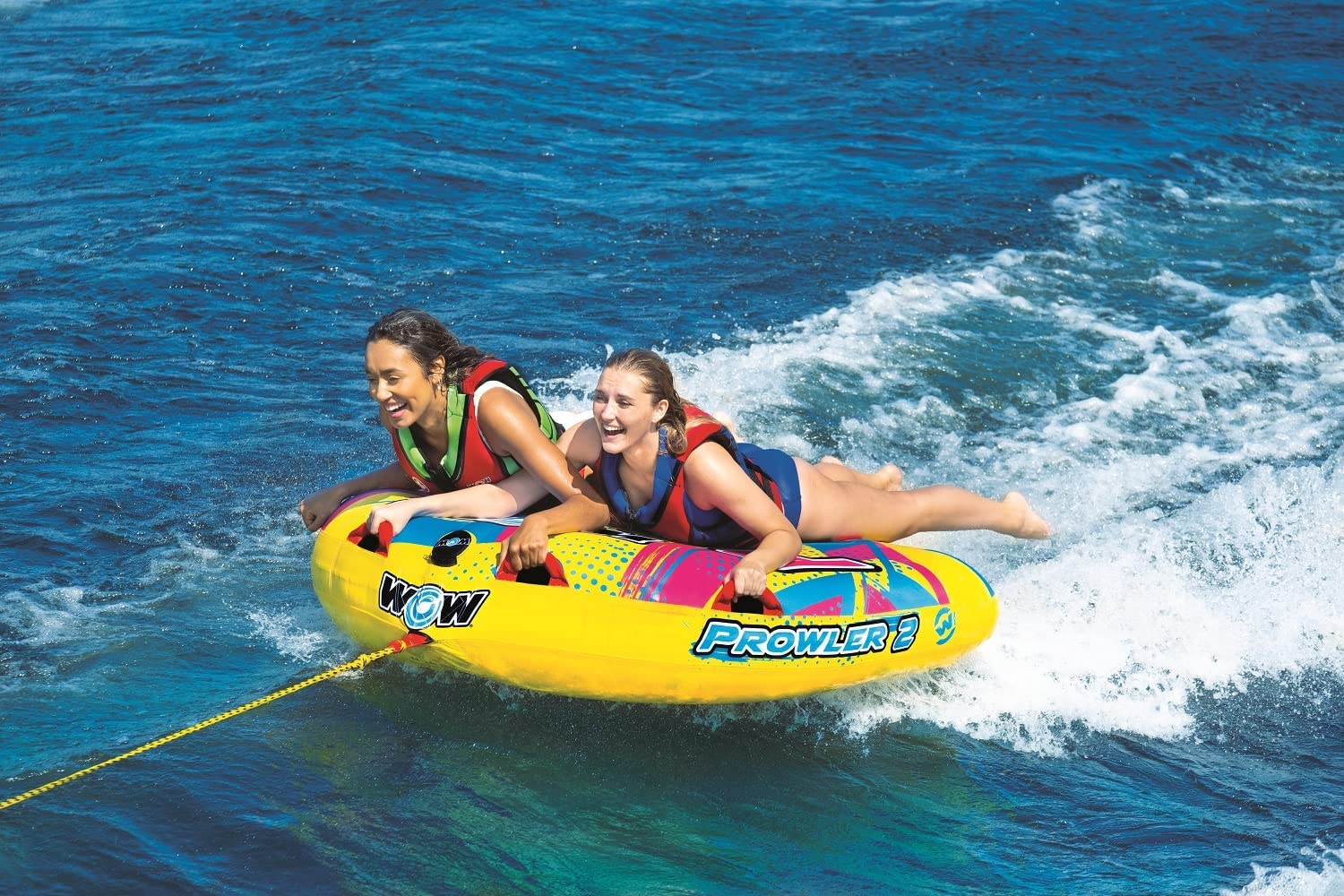 WOW Watersports Prowler Towable 2 Person 2P Starter Kit with 12V Pump and 2K Tow Rope WOW Watersports