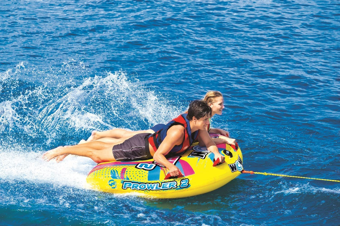 WOW Watersports Prowler Towable 2 Person 2P Starter Kit with 12V Pump and 2K Tow Rope WOW Watersports