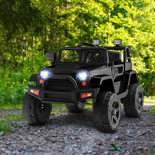 12V Kids Ride On Truck with Remote Control and Headlights-Black KNACK