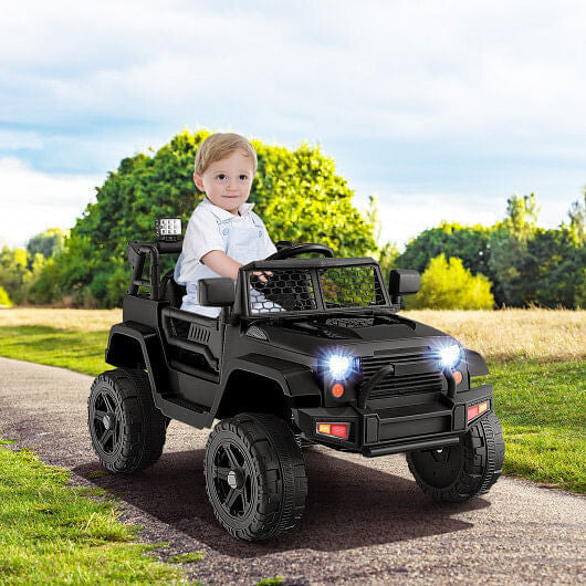 12V Kids Ride On Truck with Remote Control and Headlights-Black KNACK