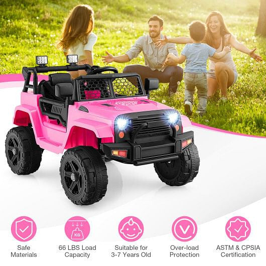 12V Kids Ride On Truck with Remote Control and Headlights-Black KNACK