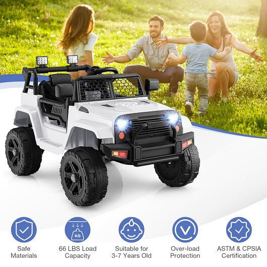 12V Kids Ride On Truck with Remote Control and Headlights-Black KNACK
