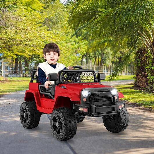 12V Kids Ride On Truck with Remote Control and Headlights-Black KNACK