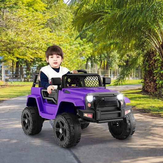 12V Kids Ride On Truck with Remote Control and Headlights-Black KNACK