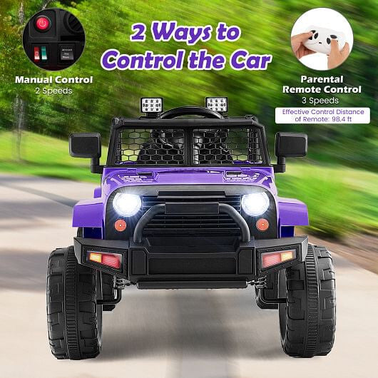 12V Kids Ride On Truck with Remote Control and Headlights-Black KNACK
