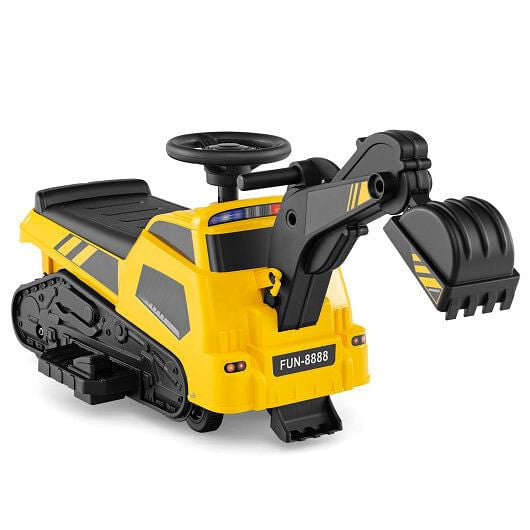 6V Ride on Tractor 3-in-1 Electric Excavator with Adjustable Arms and Music-Yellow KNACK