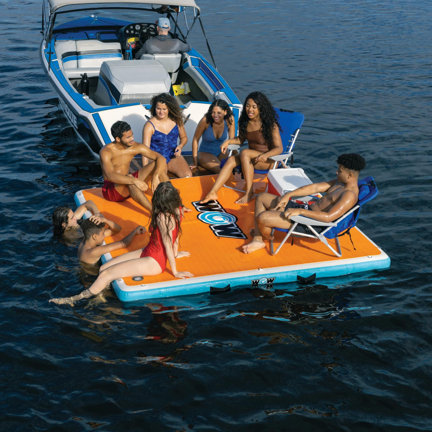 WOW Watersports 8'x8'x6" Drop Stitch Vacation Station Dock with Deckpad WOW Watersports