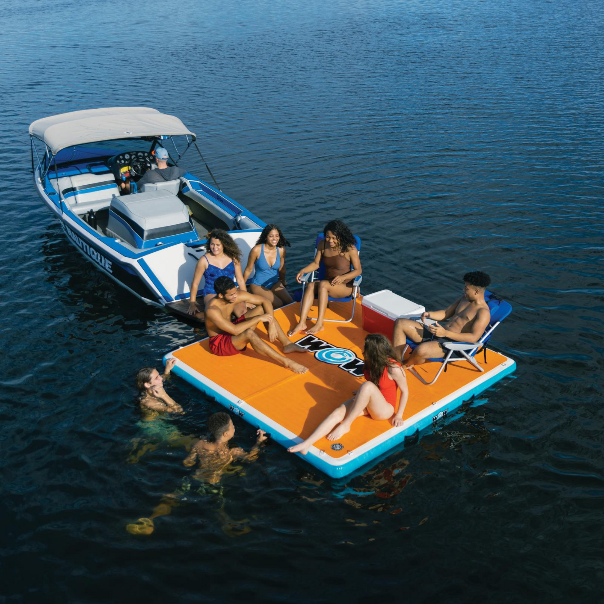 WOW Watersports 8'x8'x6" Drop Stitch Vacation Station Dock with Deckpad WOW Watersports